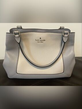 kate spade Two-Tone Gray and Cream Pebble Leather Tote